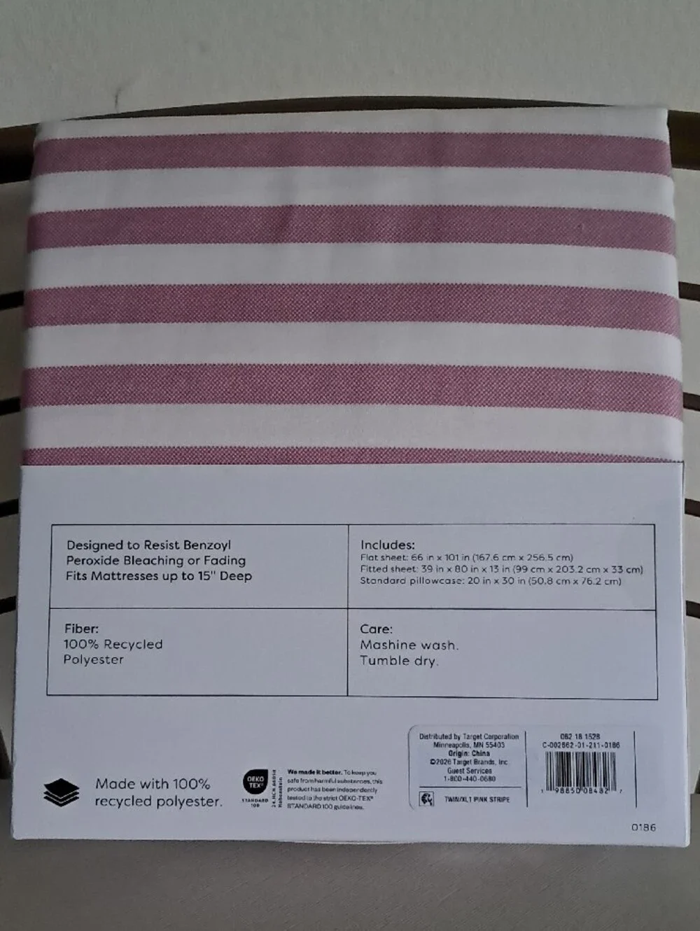 Room Essentials Microfiber Sheet Set - Pink and White Stripe